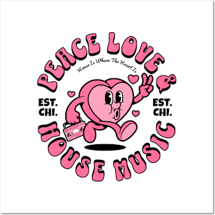 HOUSE MUSIC  - Peace Love Happy Heart (Black) Posters and Art